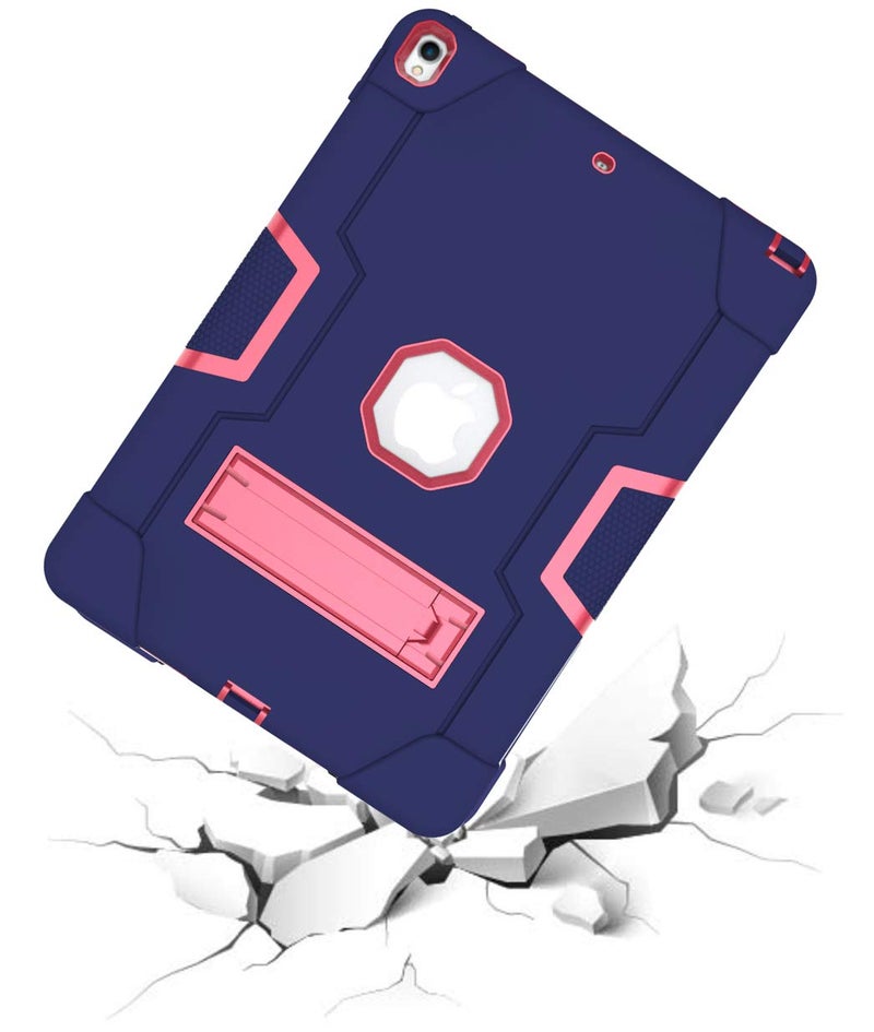 Jaorty 3 in 1 Hybrid Case for iPad Air 3 10.5" & iPad Pro 10.5" - Heavy Duty Rugged Stand, Shockproof, Anti-Slip, Anti-Scratch, Blue/Rose Red - Image 3