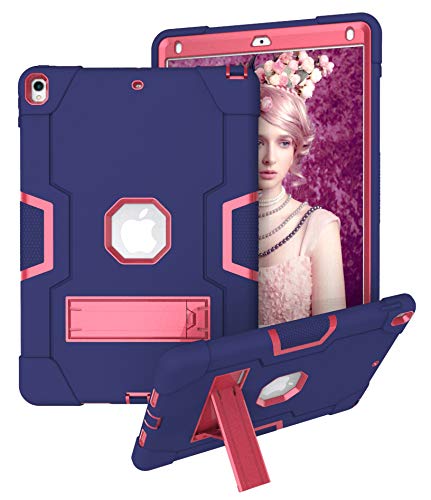 Jaorty 3 in 1 Hybrid Case for iPad Air 3 10.5" & iPad Pro 10.5" - Heavy Duty Rugged Stand, Shockproof, Anti-Slip, Anti-Scratch, Blue/Rose Red - Image 2