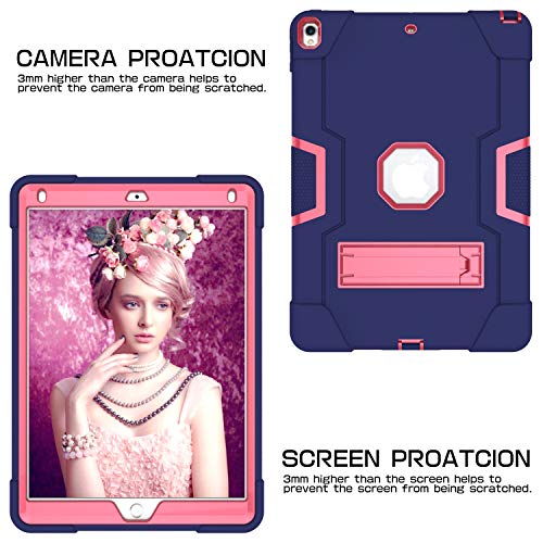 Jaorty 3 in 1 Hybrid Case for iPad Air 3 10.5" & iPad Pro 10.5" - Heavy Duty Rugged Stand, Shockproof, Anti-Slip, Anti-Scratch, Blue/Rose Red - Image 4