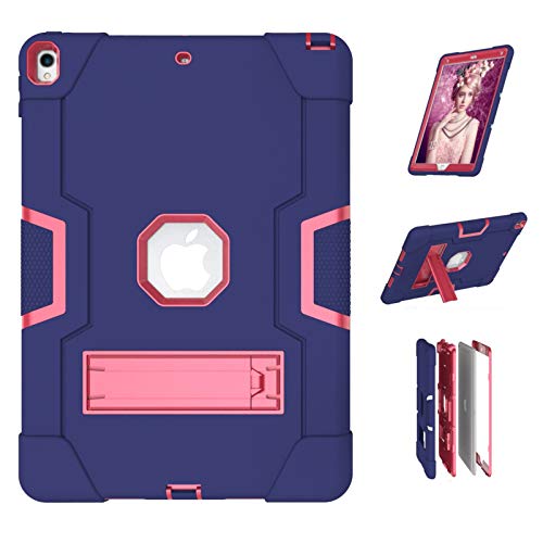 Jaorty 3 in 1 Hybrid Case for iPad Air 3 10.5" & iPad Pro 10.5" - Heavy Duty Rugged Stand, Shockproof, Anti-Slip, Anti-Scratch, Blue/Rose Red - Image 1