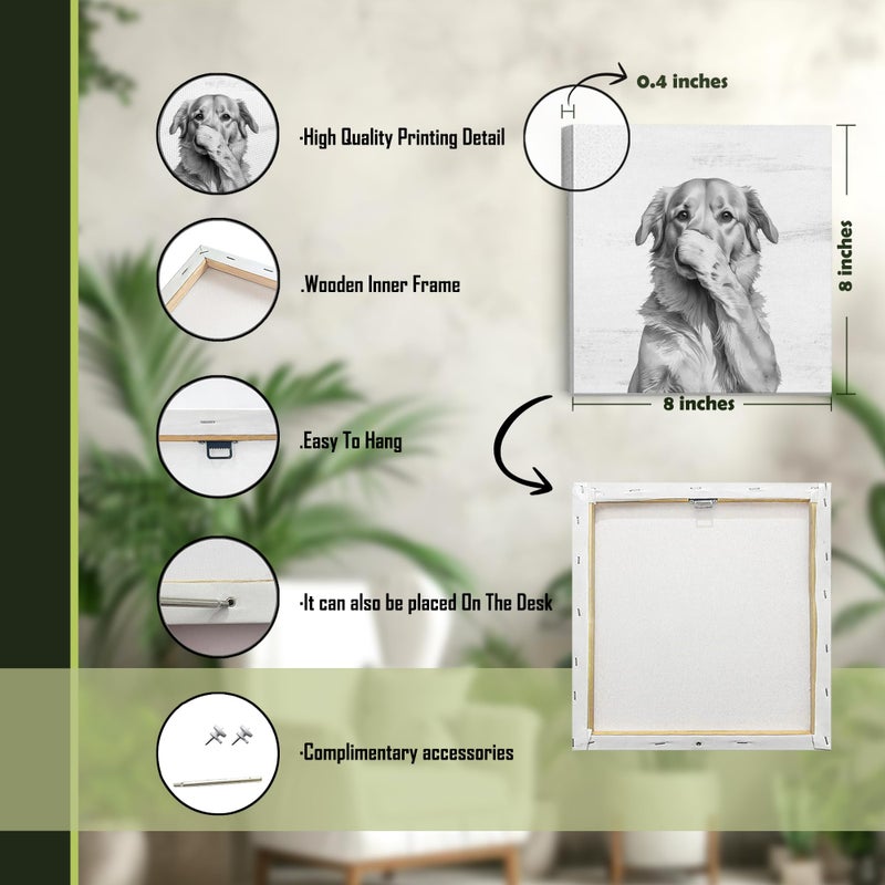 LUKIPOM Funny Golden Retriever Bathroom Wall Art Canvas Prints Set of 4, Funny Golden Retriever Dog Wall Wall Art Posters for Bathroom Washroom Restroom Decor,8x8Inch Framed - Image 2