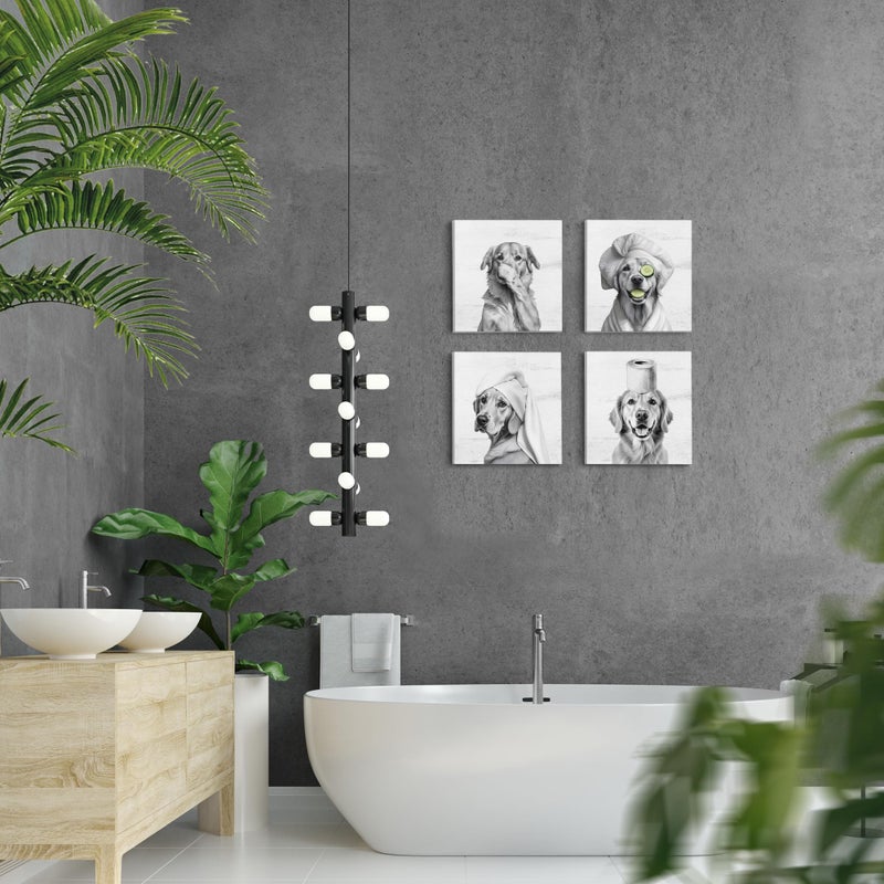 LUKIPOM Funny Golden Retriever Bathroom Wall Art Canvas Prints Set of 4, Funny Golden Retriever Dog Wall Wall Art Posters for Bathroom Washroom Restroom Decor,8x8Inch Framed - Image 3