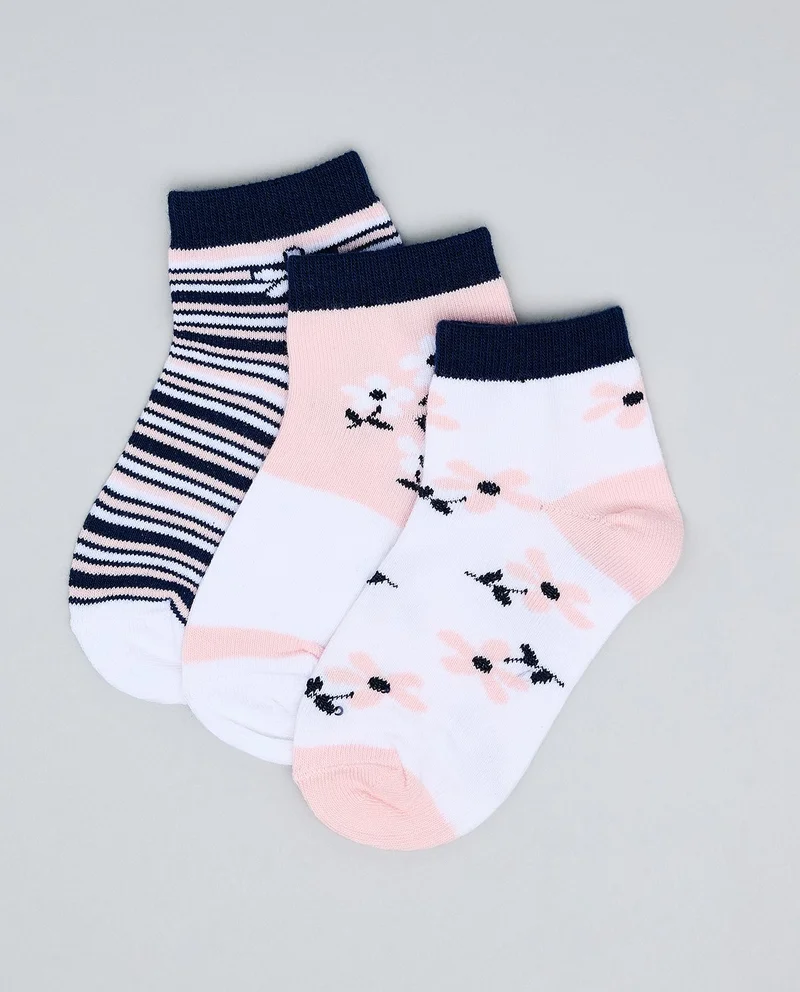 أر أند بي 3 Pack Printed Ankle Socks