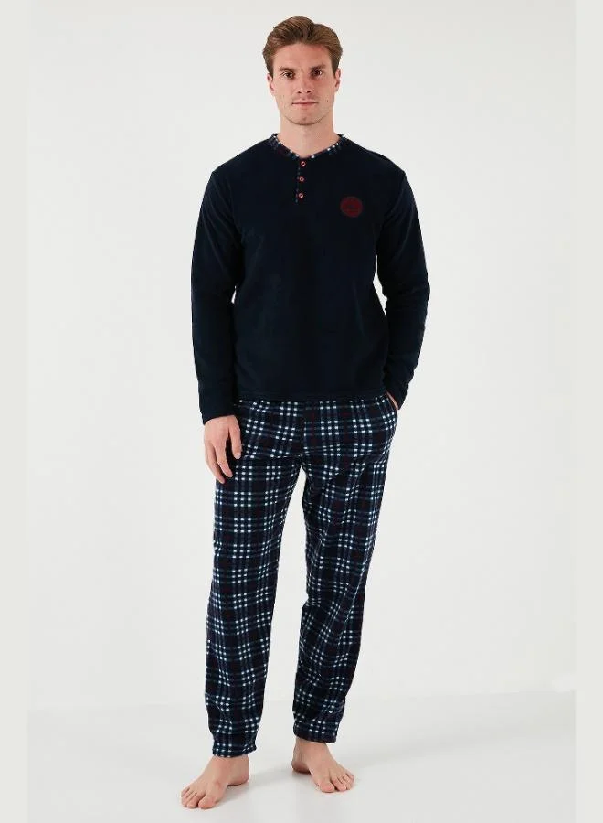 Buratti  Buratti Plaid Regular Fit Buttoned Crew Neck Winter Polar Fleece Pajama Set Men's PAJAMAS SET 60961002 for Men | Best Price UAE
