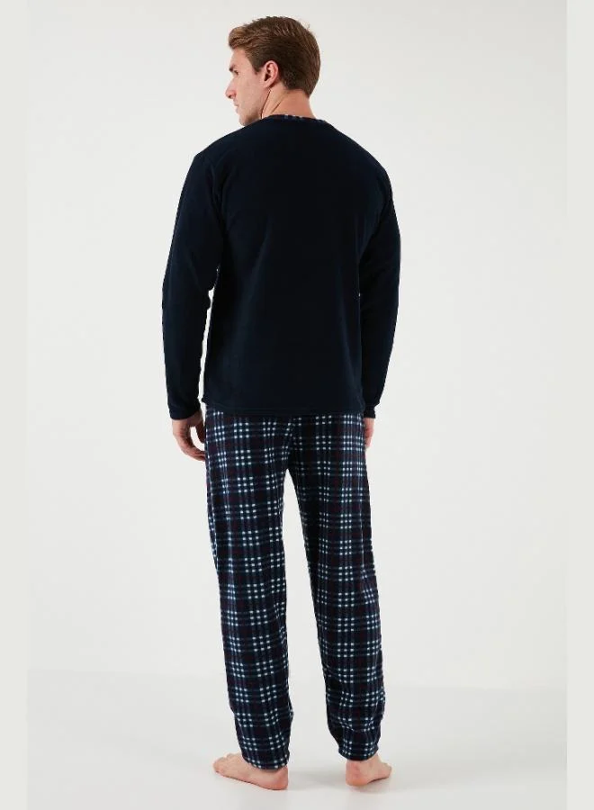 Buratti  Buratti Plaid Regular Fit Buttoned Crew Neck Winter Polar Fleece Pajama Set Men's PAJAMAS SET 60961002 for Men | Best Price UAE