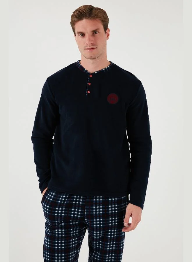 Buratti  Buratti Plaid Regular Fit Buttoned Crew Neck Winter Polar Fleece Pajama Set Men's PAJAMAS SET 60961002 for Men | Best Price UAE