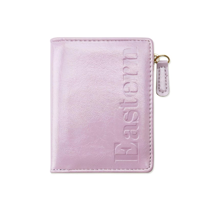 Embossed Holder - Premium faux leather passport organizer with zippered design, elegant pink finish, and secure storage for travel essentials. (pink) - Image 1