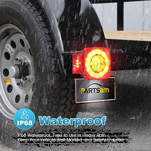 Partsam 12V LED Trailer Light Kit, Halo Glow Submersible Square Tail Lights Kit Left Right Turn Stop Signal for Under 80 Inch Boat Trailer RV Camper Marine Snowmobile (Led Boat Trailer Light kit) - Image 2
