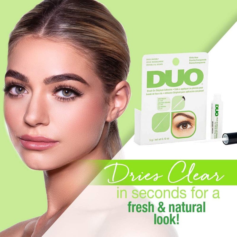 DUO Brush On Striplash Adhesive, White/Clear, Green 5gm - Image 3