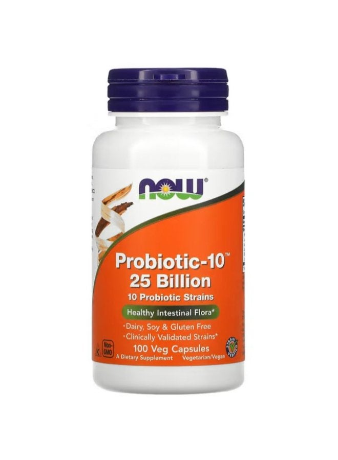 Now Probiotic -10 25 Billion Healthy Intestinal Flora, 100 Veg Capsules