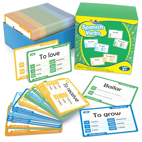 Edulok Spanish Flash Cards for Kids 280 Spanish Verb Conjugation Book Flashcards Learn Spanish for Adult Beginners Bilingual Flash Cards Spanish Vocabulary Games Spanish Learning Workbooks - Image 1
