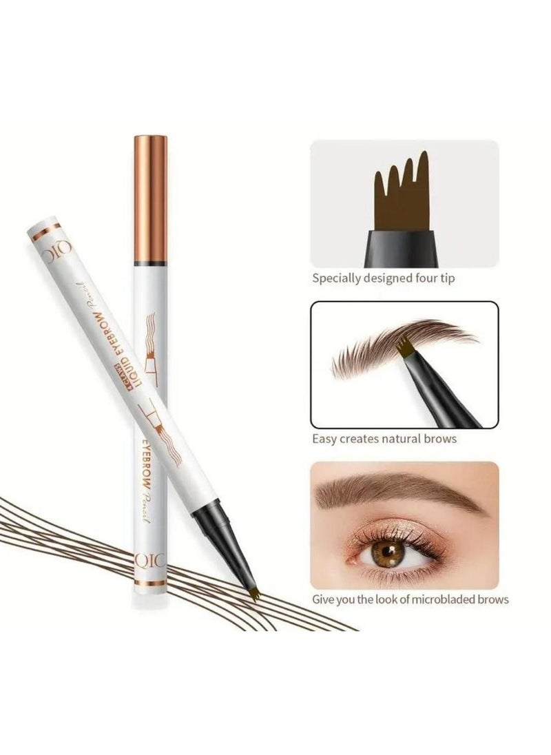 QIC - Liquid Eyebrow Pencil Smudge Proof Brow Pencil with 4 Tip Microblade Eyebrow Pen Long Lasting 4 Claws Liquid Waterproof Eyebrow Pencil Natural Eyebrow Pencils 03 Grey - Image 1