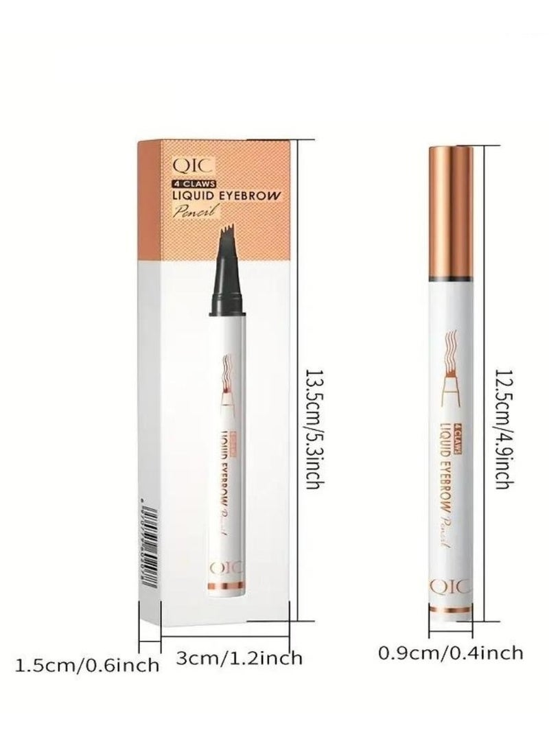 QIC - Liquid Eyebrow Pencil Smudge Proof Brow Pencil with 4 Tip Microblade Eyebrow Pen Long Lasting 4 Claws Liquid Waterproof Eyebrow Pencil Natural Eyebrow Pencils 03 Grey - Image 1
