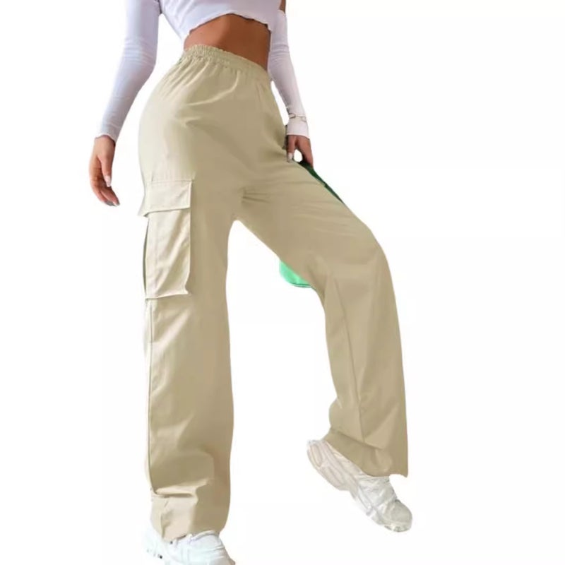 2024 Women's Solid Color Elastic Waist Overalls with Pockets – Japanese and Korean Leisure Style - Image 4
