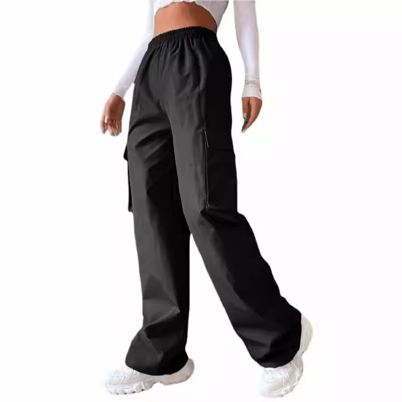 2024 Women's Solid Color Elastic Waist Overalls with Pockets – Japanese and Korean Leisure Style - Image 5