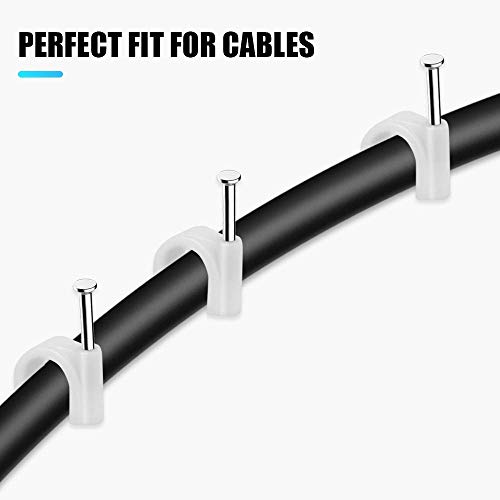 CARE 'N' TOUCH 100pcs Cable Clips with Steel Nails 14 mm Cable Management for RG6, RG59, CAT6, RJ45 Cable Coax Cable, Ethernet Cable, TV Wire Cable, Telephone Cable, Led Starlight, Print Cable - Image 2
