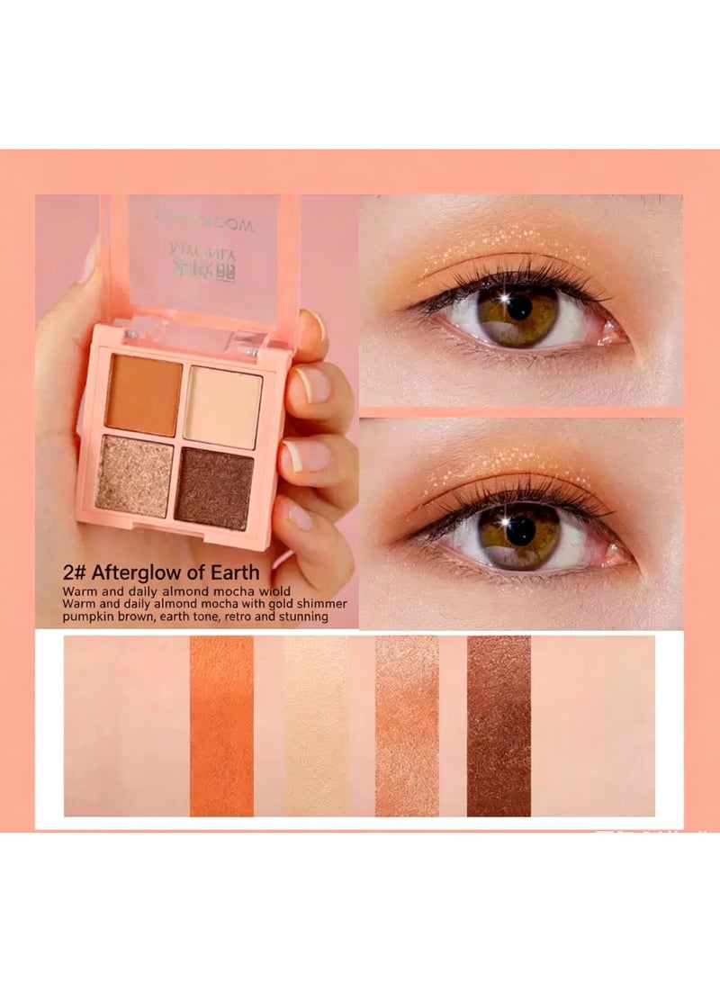 MYONLY Colourism Four-Colour Earth Tone Eyeshadow Palette and Sunset Coral Four-Colour Eyeshadow Palette, Pearlescent And Matte, Long-Lasting Makeup, 2 Boxes, Total of 8 Colours - Image 2