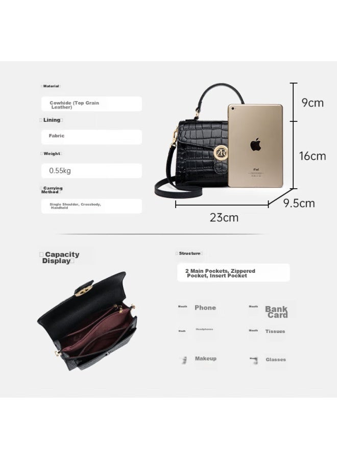 ZOOLER Juer Handbag For Women, New Fashion Crocodile Pattern Ladies Bag, Cowhide Crossbody Bag, Qixi Festival Gift For Girlfriend - Image 2