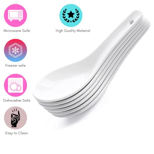 Clay Craft Basics - Ceramic Soup Spoon, Plain White, 4 Pieces, (Soup Spoon), Microwave Safe, Food Grade - Image 2