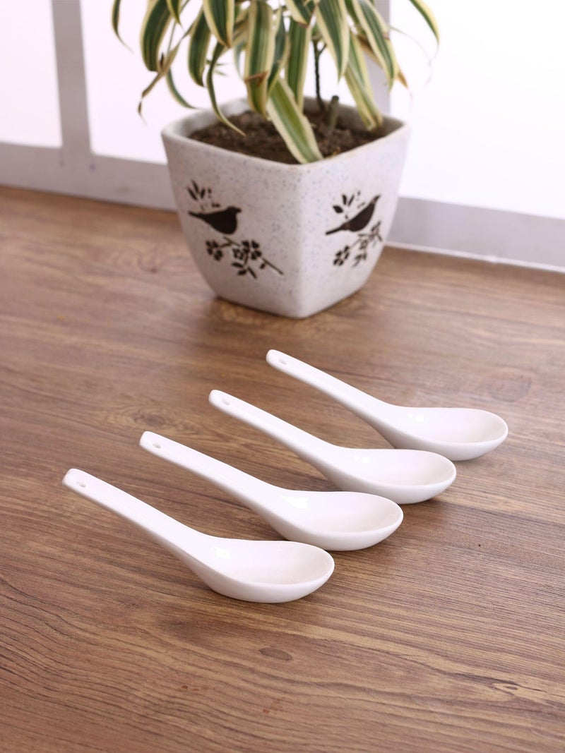 Clay Craft Basics - Ceramic Soup Spoon, Plain White, 4 Pieces, (Soup Spoon), Microwave Safe, Food Grade - Image 5