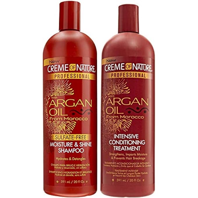 Creme of Nature ARGAN OIL SULFATE-FREE MOISTURE & SHINE SHAMPOO 591ML & ARGAN OIL INTENSIVE CONDITIONING TREATMENT 591ML - Image 1