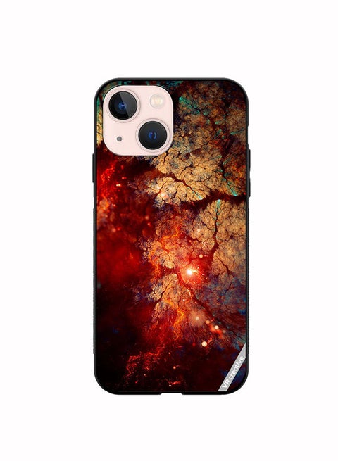 Protective Case Cover For Apple iPhone 14 Plus Abstract, Fractal, Shine, Bright Red Design Multicolour