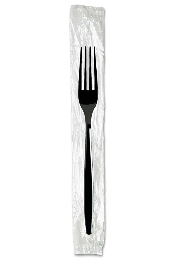 Georgia-Pacific Dixie 7.13" Heavy-Weight Black Polystyrene Plastic Forks By GP PRO, 1000 Count (Individually Wrapped Disposable Forks), FH53C7 - Image 1