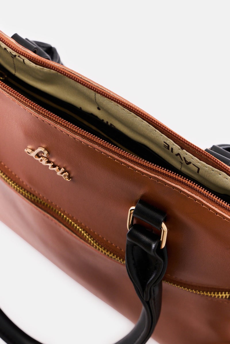 Lavie Women Brand Logo Tote, Brown - Image 3