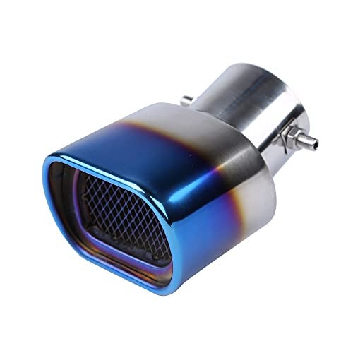 OtpOutopa Stainless Steel Car Exhaust Square Tip, 2.5" to 3.7" Universal Car Exhaust Pipe Tail Throat Tail Pipe, Modification Tailpipe Flue Muffler Rear Tip Pipe with Mesh (Curved,Baked Blue) - Image 5