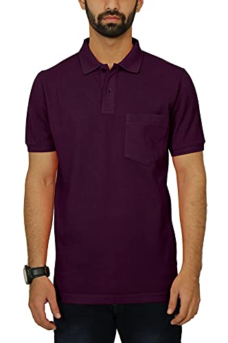 Celsius Men's Half Sleeve Classic Solid Pique Polo with Pocket (3011C_Choco Wine_2XL) - Image 3