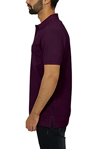 Celsius Men's Half Sleeve Classic Solid Pique Polo with Pocket (3011C_Choco Wine_2XL) - Image 4