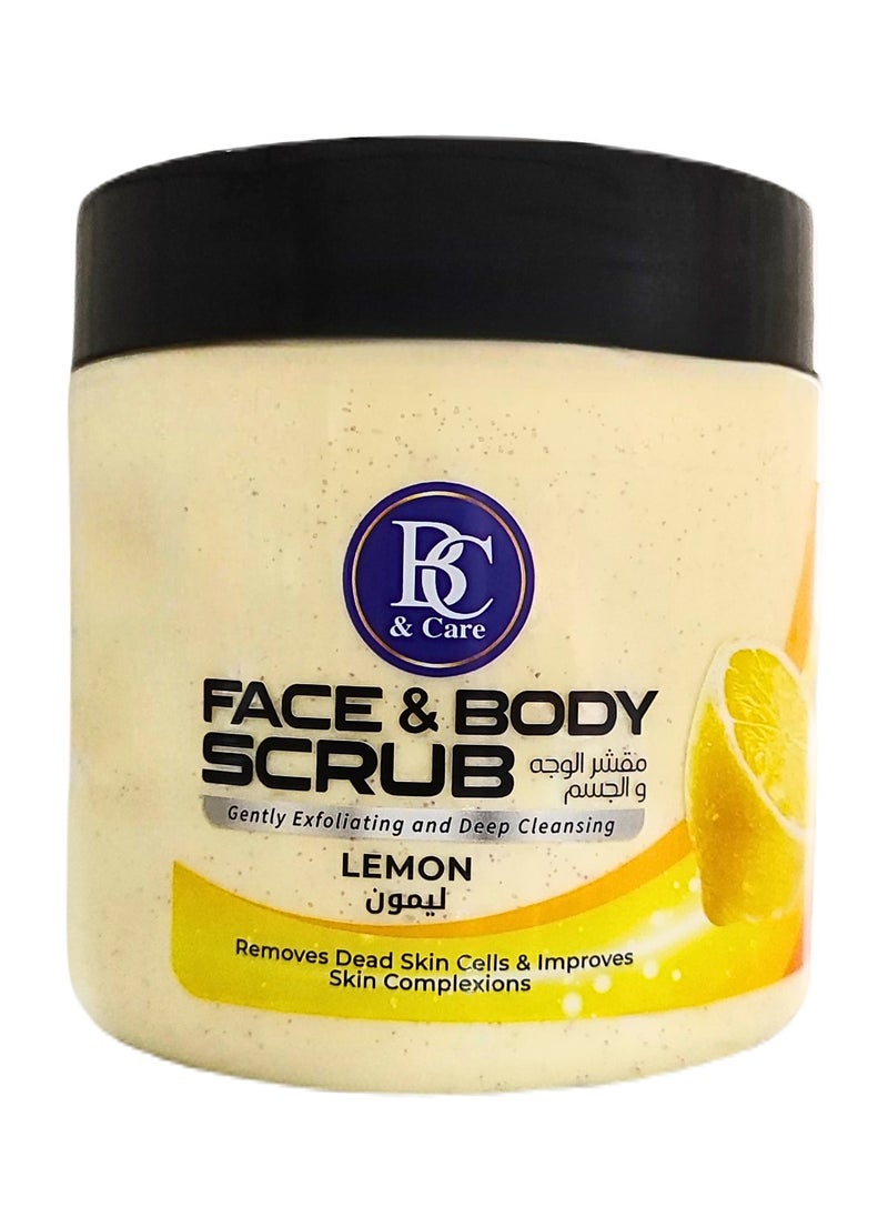 BC & CARE Lemon face & body scrub gently exfoliating and deep cleansing removes dead skin cells & improves skin complexion  - Image 1