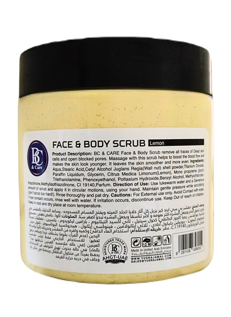 BC & CARE Lemon face & body scrub gently exfoliating and deep cleansing removes dead skin cells & improves skin complexion  - Image 2