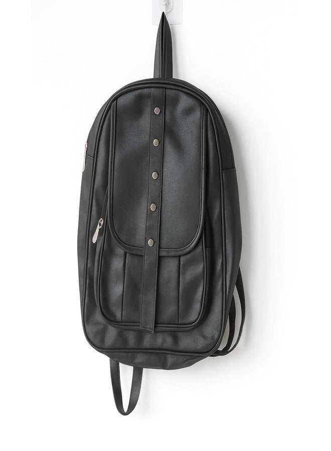 VINNIE Stylish PU Leather Backpack for Women & Girls | Fashionable Daypack with Front Flap & Adjustable Straps | Ideal for Casual, College & Travel Use (Black) - Image 1