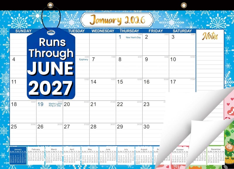 VOVEA تقويم مكتبي 2026-2027 - تقويم مكتبي/حائطي كبير لمدة 18 شهرًا، يناير 2026 - يونيو 2027، مقاس 17 × 11.5 بوصة، ورق سميك، خانات مسطرة كبيرة، تقويم شهري 2026 لتنظيم سهل - Image 1