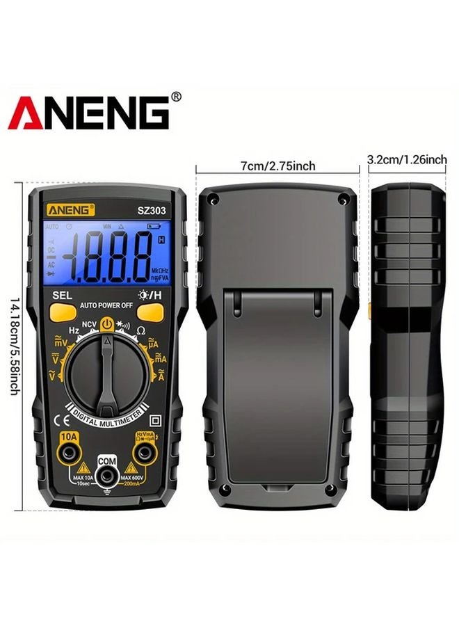 ANENG SZ303 Black Digital Multimeter 1999 Counts AC DC Voltage Current Resistance Tester - Image 4