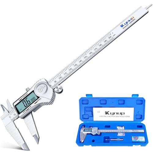 Kynup Digital Caliper, 8 Inch Caliper Measuring Tool with Stainless Steel, IP54 Splash Proof Protection Design, Easy Switch from Inch Metric Fraction, Large LCD Screen (200mm) - Image 1