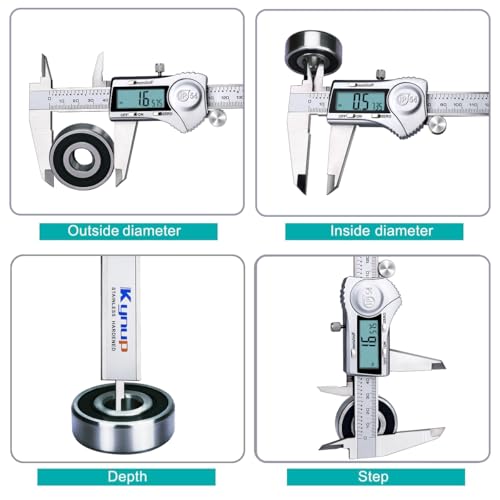 Kynup Digital Caliper, 8 Inch Caliper Measuring Tool with Stainless Steel, IP54 Splash Proof Protection Design, Easy Switch from Inch Metric Fraction, Large LCD Screen (200mm) - Image 4