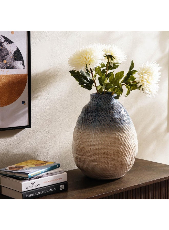 Pan Home Gloria Textured Stoneware Vase 36.5x36x46.5cm - Blue - Image 2
