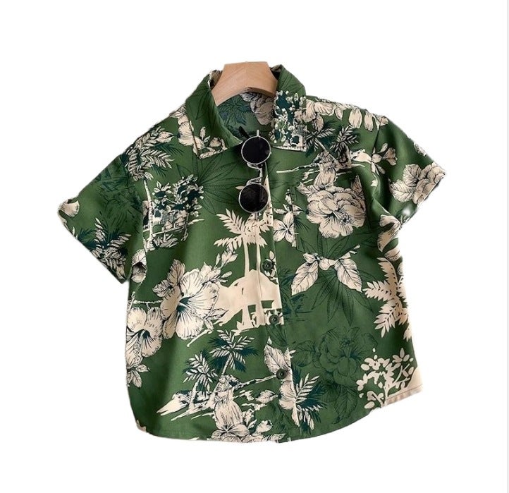 Children's Summer Shirt Children's 2025 Summer New Short-sleeved Children's Wear Duffy Handsome Men's Children's Wear Vacation Fashion in Hong Kong - Image 1