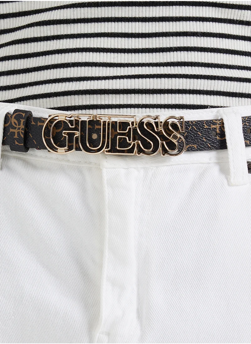 جس Logo Detailed  Allocated Hole Belt