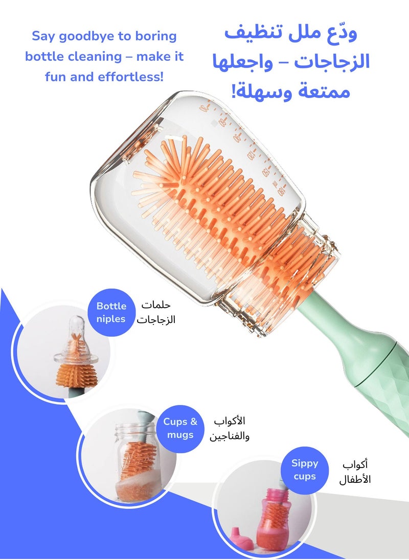 LuneEnfant Electric Baby Bottle Brush Set Blue | Baby Bottle-Feeding Supplies | New Born Baby Items | Food-Grade BPA-Free Material, Waterproof | 2 Adjustable Speeds, 1200 mAh Battery  - Image 2