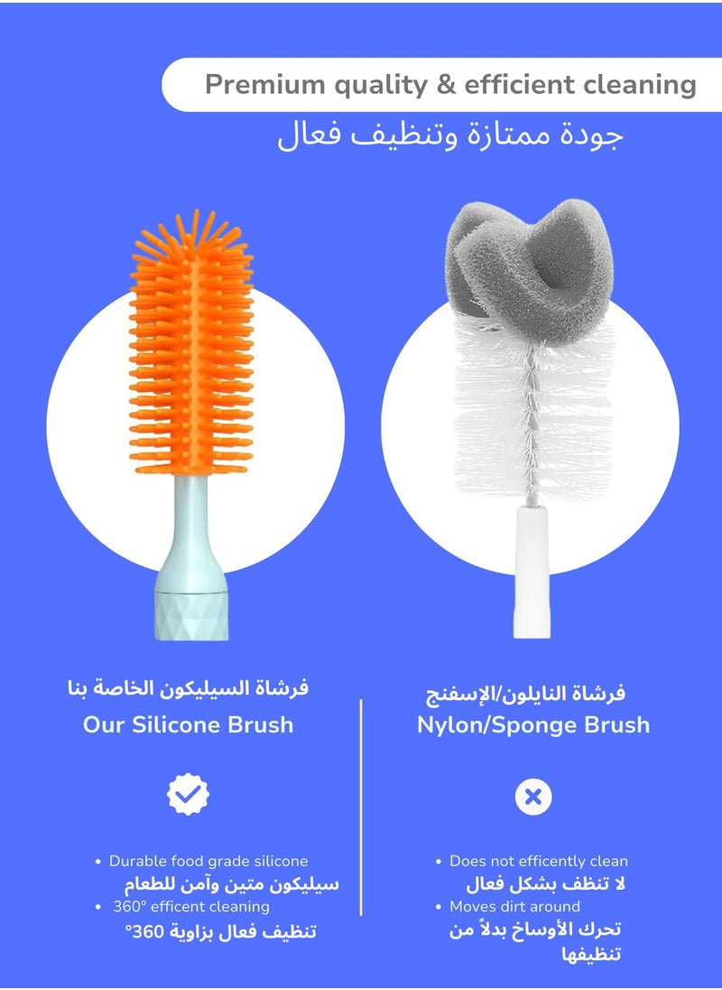 LuneEnfant Electric Baby Bottle Brush Set Blue | Baby Bottle-Feeding Supplies | New Born Baby Items | Food-Grade BPA-Free Material, Waterproof | 2 Adjustable Speeds, 1200 mAh Battery  - Image 5