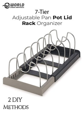 7 Tiers Adjustable Stainless Steel Compartments Holder with 2 DIY Methods for Kitchen Cabinet and Counter Hanging Storage Shelf Expandable Length up to 22inches - pzsku/ZAD6C01C83E71DB4E6631Z/45/1746705669/392354a5-9112-47f9-afff-806946f102ba
