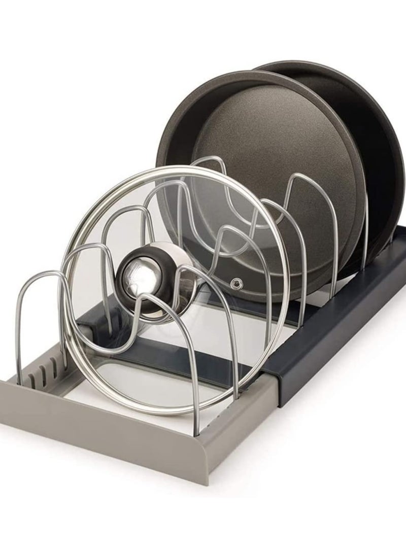 Eworld 7 Tiers Adjustable Stainless Steel Compartments Holder with 2 DIY Methods for Kitchen Cabinet and Counter Hanging Storage Shelf Expandable Length up to 22inches  - Image 3