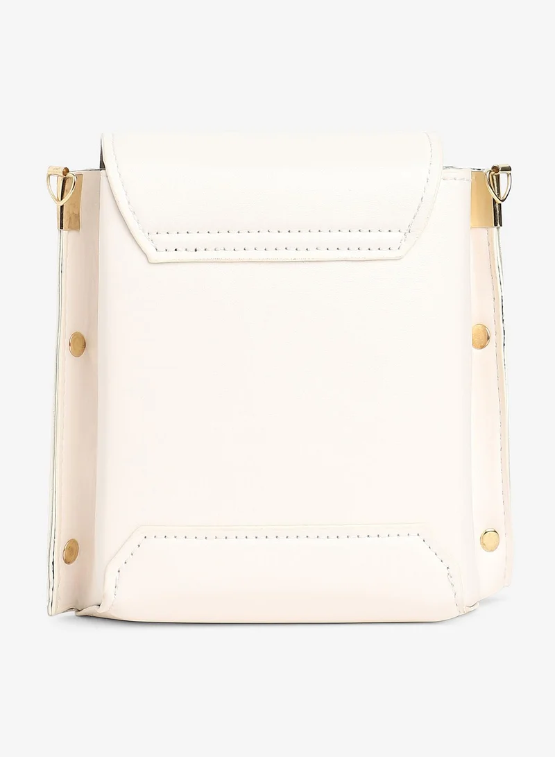 صوص هاوت Women's White Printed Vegan Leather Sling Bag