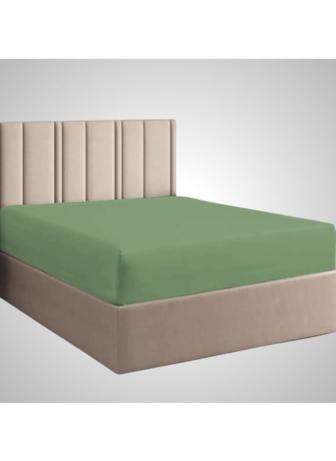 1-Piece Solid Fitted Sheet Twin Size Microfiber Green 120x203+30cm