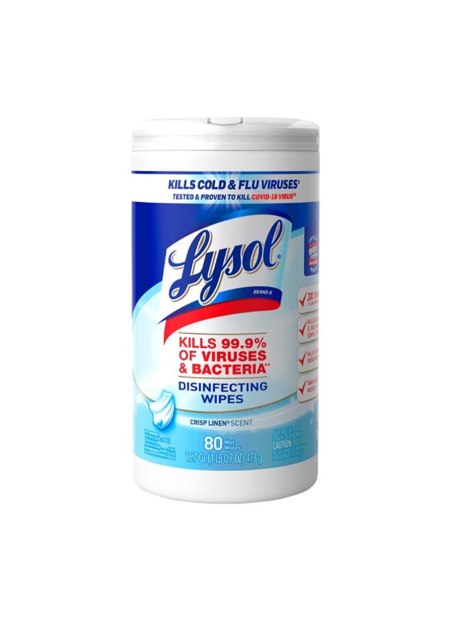 Lysol Crisp Linen Scented Disinfecting Wipes White 8 x 7 Inch 7561483 - Image 1