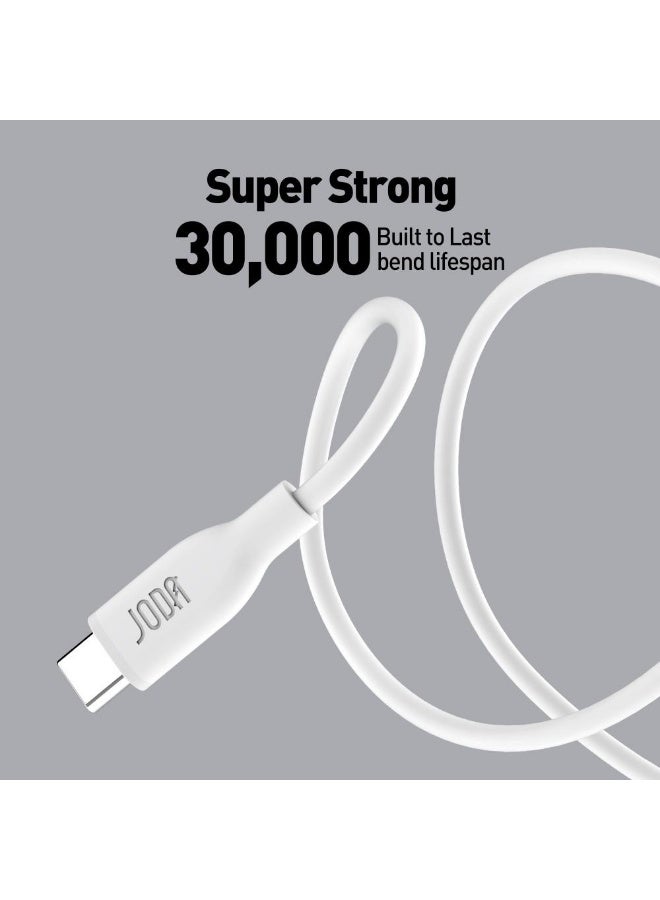 جودا سلك JODA سيليكون تايب سي الى تايب سي بقوة 60 واط بطول 1 متر - ابيض - Image 2