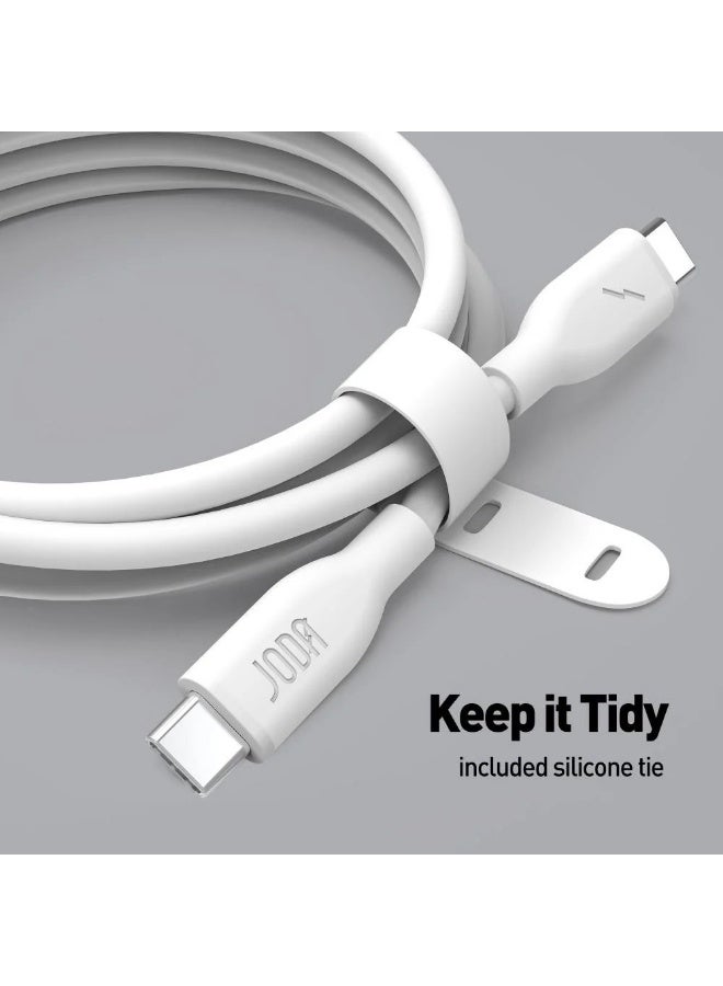 جودا سلك JODA سيليكون تايب سي الى تايب سي بقوة 60 واط بطول 1 متر - ابيض - Image 3